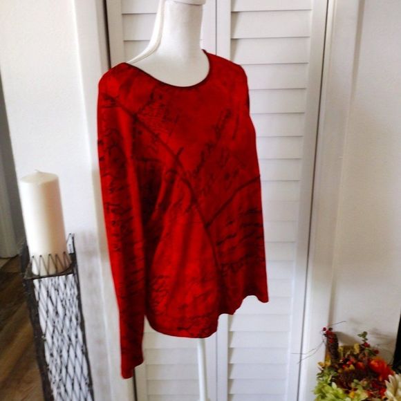 Chico's Travelers Postcard Print long sleeve blouse. Sz. 2 (L/12) - Picture 3 of 7